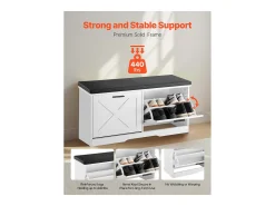 Banco para Zapatos de Entrada SucceBuy 100x30.5x47.5 cm, Banco Almacenamiento con Cajones Plegables, Cojín y Puertas Abatibles, 199,6 kg, Zapatero Estrecho