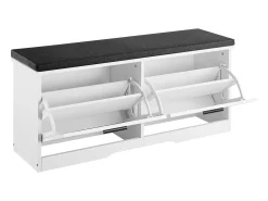 Banco para Zapatos de Entrada SucceBuy 100x30.5x47.5 cm, Banco Almacenamiento con Cajones Plegables, Cojín y Puertas Abatibles, 199,6 kg, Zapatero Estrecho