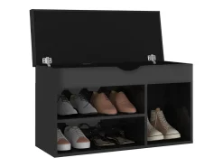 Banco para zapatos y cojín de madera de ingeniería negra brillante