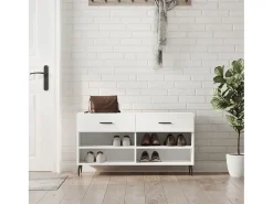 Banco zapatero blanco brillo 102x35x55 cm madera de ingeniería