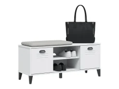 Banco zapatero blanco 106x35x45 cm madera maciza de pino