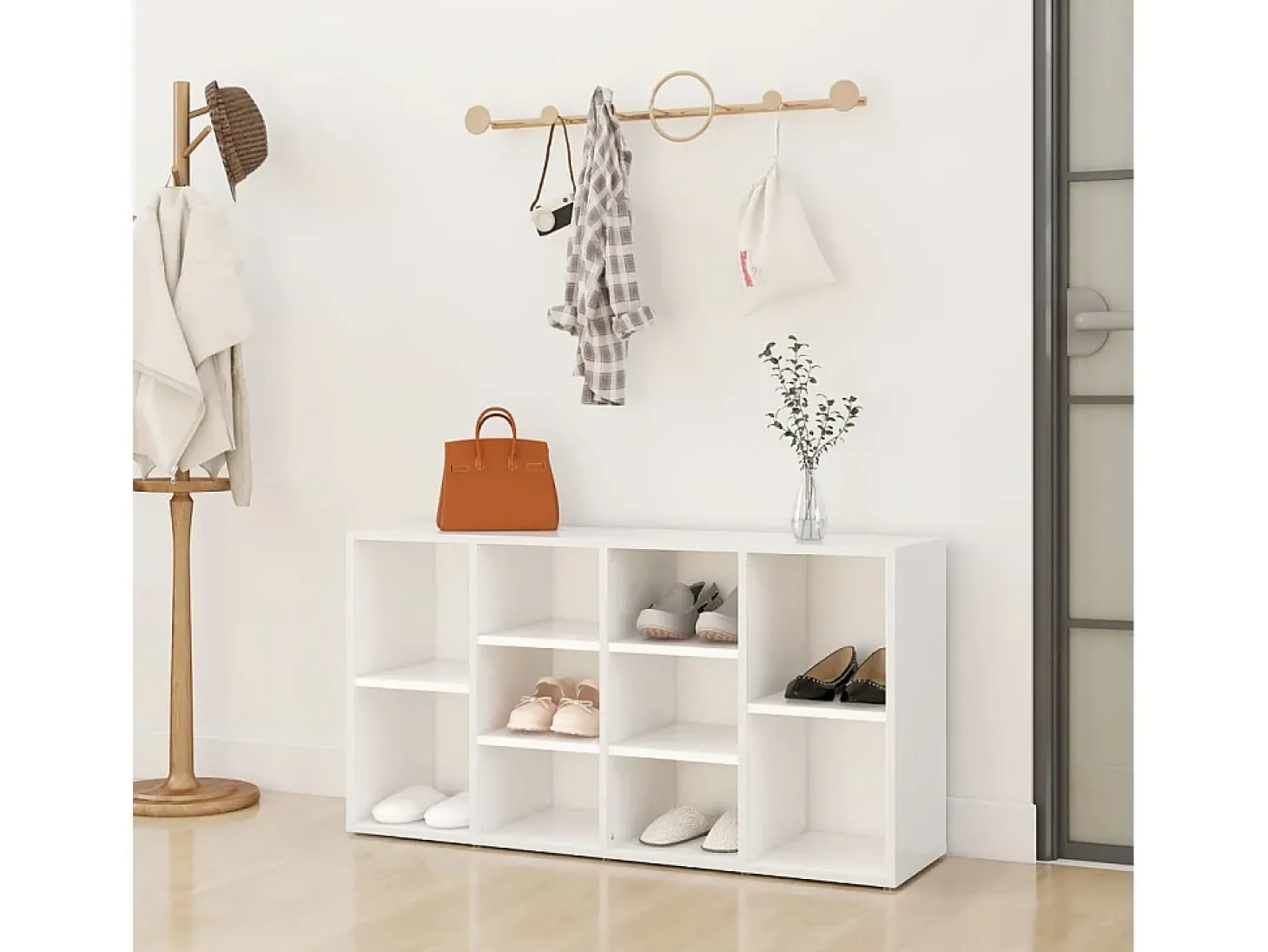 Banco zapatero blanco 103x30x54,5 cm Madera de ingeniería