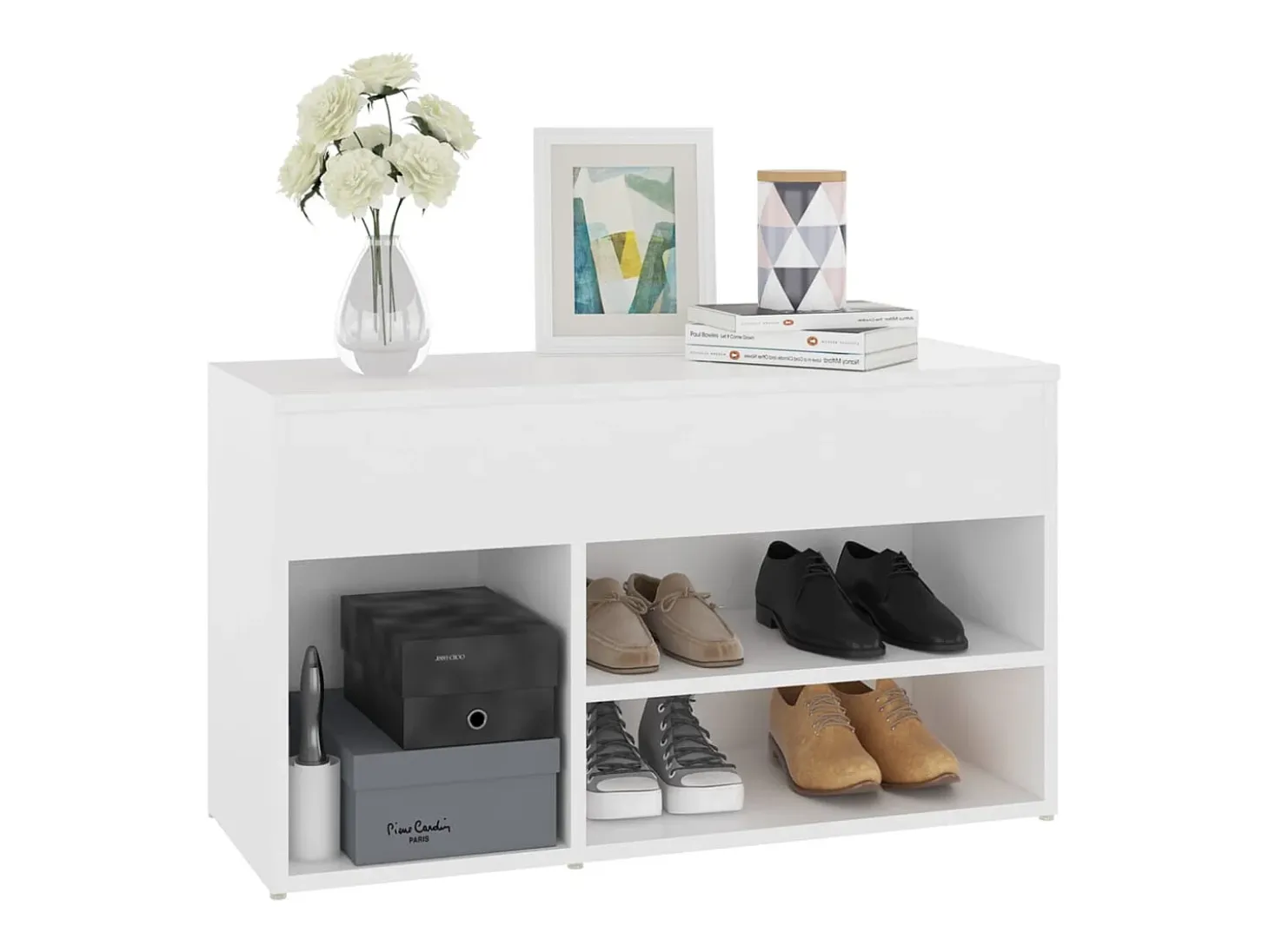 Banco zapatero blanco 80x30x45 cm Madera de ingeniería