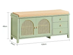 Banco Zapatero con 2 Puertas y 3 cajones Armario Multifuncional para Entrada con cojín 100 x 34 x 46 cm Verde FSR129-GR SoBuy ES