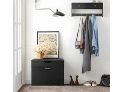 Banco Zapatero con 1 Solapa para Entrada Banco de Almacenamianto con Cojín Acolchado de Asiento 60 x 30 x 50 cm Negro FSR95-SCH SoBuy ES