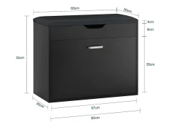 Banco Zapatero con 1 Solapa para Entrada Banco de Almacenamianto con Cojín Acolchado de Asiento 60 x 30 x 50 cm Negro FSR95-SCH SoBuy ES