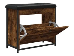 Banco zapatero con cajón abatible roble ahumado 62x32x56 cm
