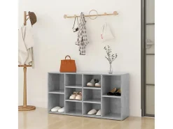 Banco zapatero de hormigón gris 103x30x54,5 cm Madera de ingeniería