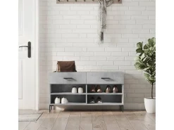 Banco zapatero de hormigón gris 102x35x55 cm madera de ingeniería