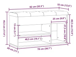 Banco zapatero de madera antigua 82x32x45,5 cm madera de ingeniería
