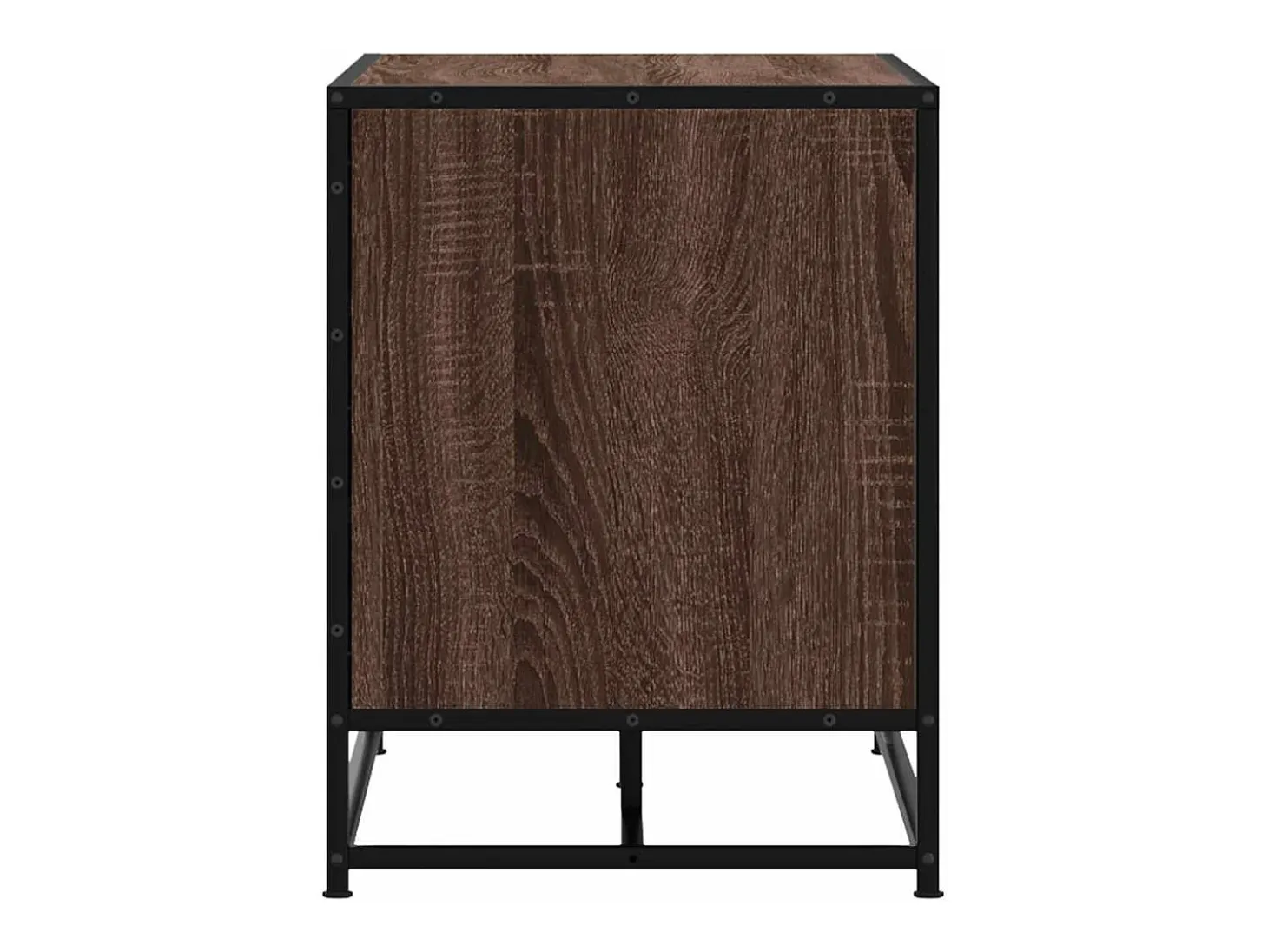 Banco zapatero de roble marrón fabricado con madera de ingeniería y metal.