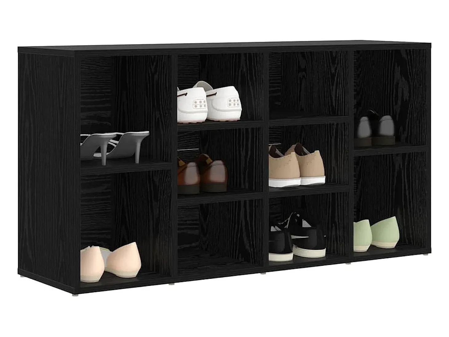 Banco zapatero de roble negro 103 x 30 x 55 cm Madera de ingeniería