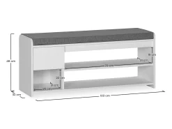 Banco zapatero Gabriel Color Blanco 3 Huecos y 1 cajón