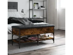 Banco zapatero madera de ingeniería roble ahumado 102x42x45 cm ES463761