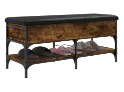Banco zapatero madera de ingeniería roble ahumado 102x42x45 cm ES463761