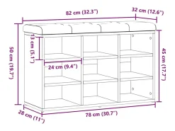 Banco zapatero madera de ingeniería roble artisan 82x32x50 cm