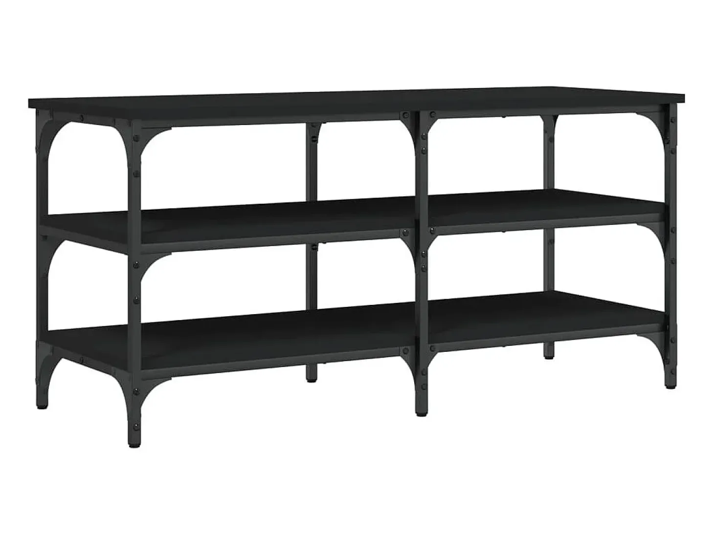 Banco zapatero madera de ingeniería negro 100x38,5x49 cm ES389794