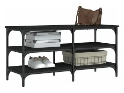 Banco zapatero madera de ingeniería negro 100x38,5x49 cm ES389794