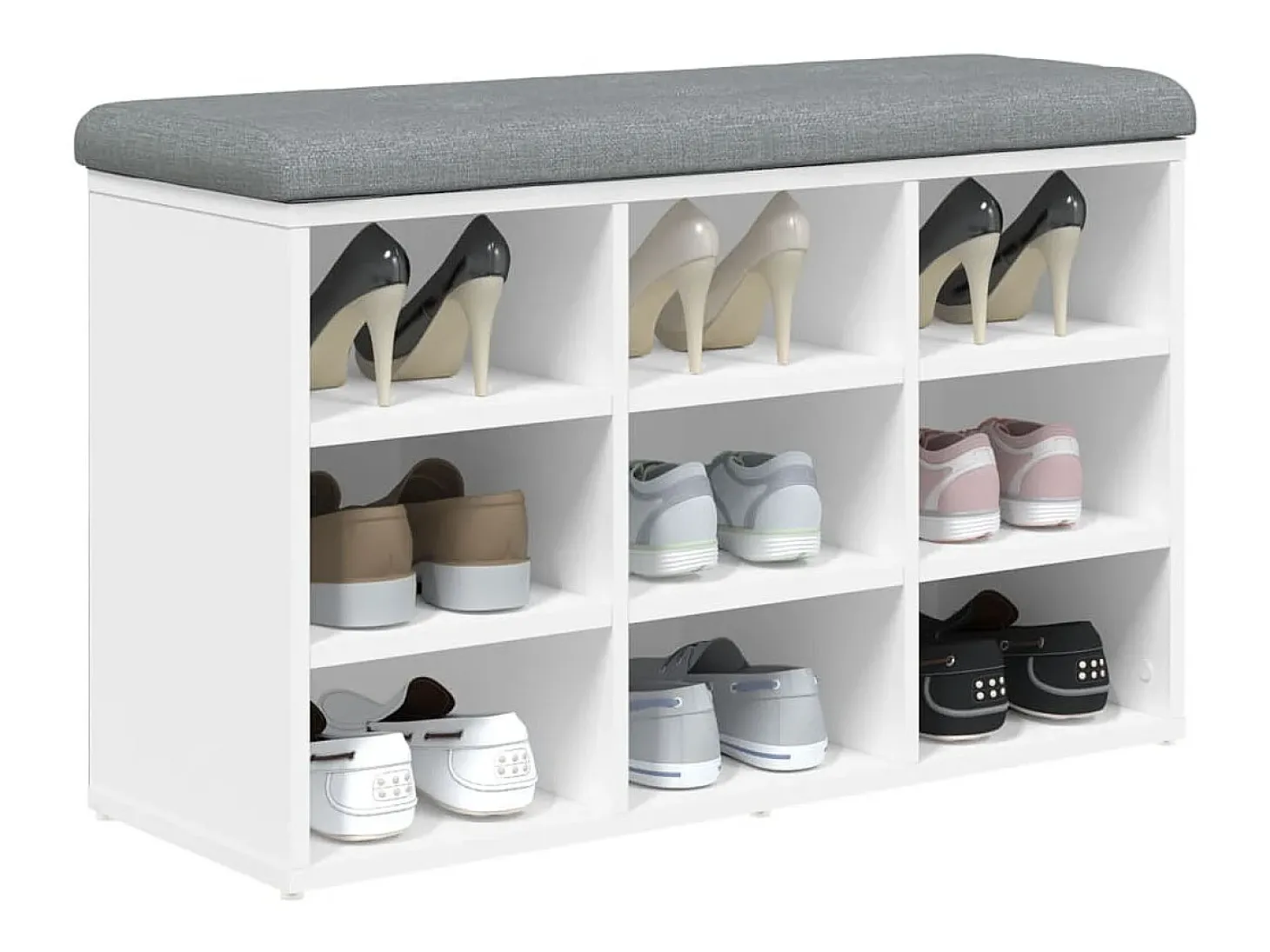 Banco zapatero madera de ingeniería blanco 82x32x50 cm ES132526