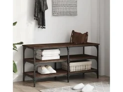 Banco zapatero madera de ingeniería marrón roble 100x38,5x49 cm ES962491