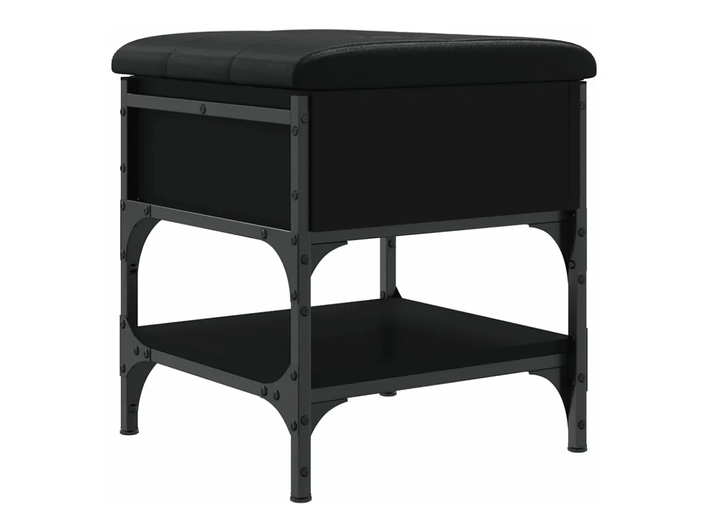 Banco zapatero madera de ingeniería negro 42x42x45 cm ES368560