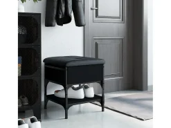Banco zapatero madera de ingeniería negro 42x42x45 cm ES368560
