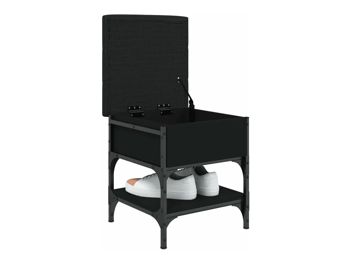 Banco zapatero madera de ingeniería negro 42x42x45 cm ES368560