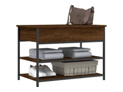 Banco zapatero madera de ingeniería roble ahumado 70x42,5x50 cm ES131685