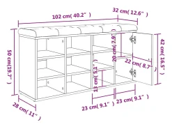 Banco zapatero madera de ingeniería blanco 102x32x50 cm