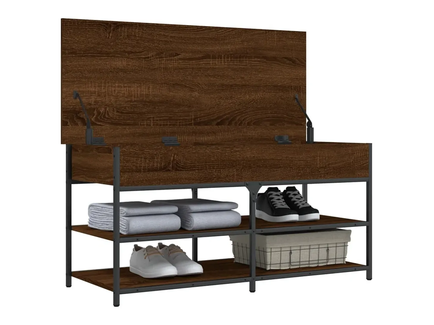 Banco zapatero madera de ingeniería marrón roble 100x42,5x50 cm ES986923
