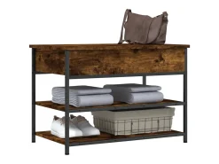 Banco zapatero madera de ingeniería roble ahumado 70x42,5x50 cm ES397375