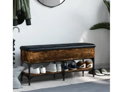Banco zapatero madera de ingeniería roble ahumado 102x32x45 cm ES357129