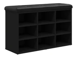 Banco zapatero madera de ingeniería negro 82x32x50 cm ES429136