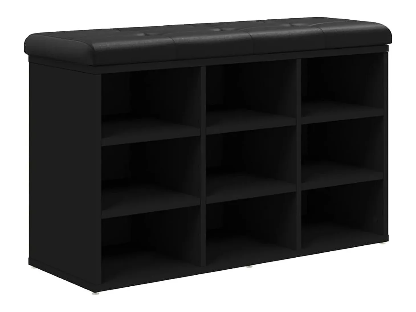 Banco zapatero madera de ingeniería negro 82x32x50 cm ES429136
