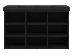 Banco zapatero madera de ingeniería negro 82x32x50 cm ES429136
