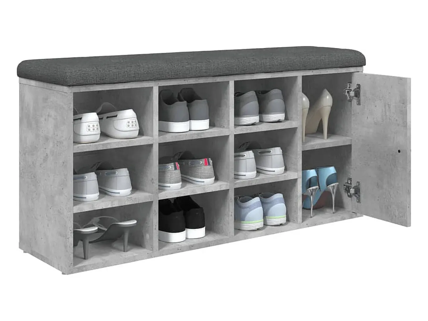 Banco zapatero madera de ingeniería gris hormigón 102x32x50 cm ES915438