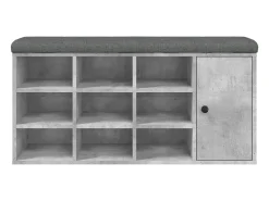 Banco zapatero madera de ingeniería gris hormigón 102x32x50 cm ES915438