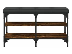 Banco zapatero madera de ingeniería roble ahumado 82x32x47 cm ES388967