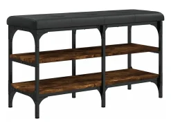 Banco zapatero madera de ingeniería roble ahumado 82x32x47 cm ES388967