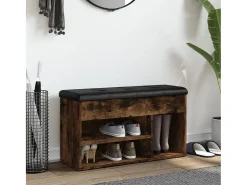 Banco zapatero madera de ingeniería roble ahumado 82x32x45,5 cm ES400081