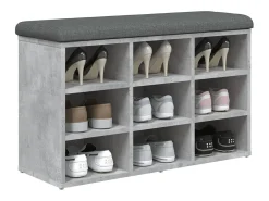 Banco zapatero madera de ingeniería gris hormigón 82x32x50 cm