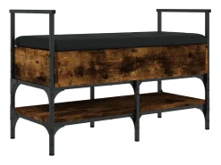 Banco zapatero madera ingeniería roble ahumado 85,5x42x57,5 cm ES487009
