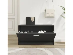 Banco zapatero negro 80x24x45 cm Madera de ingeniería