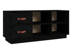 Banco zapatero negro 100x34x45 cm Madera maciza de pino