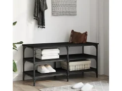 Banco zapatero negro 100x38,5x49 cm madera de ingeniería
