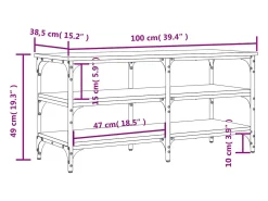 Banco zapatero negro 100x38,5x49 cm madera de ingeniería