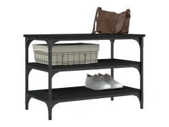 Banco zapatero negro 70x38,5x49 cm madera de ingeniería