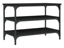 Banco zapatero negro 70x38,5x49 cm madera de ingeniería