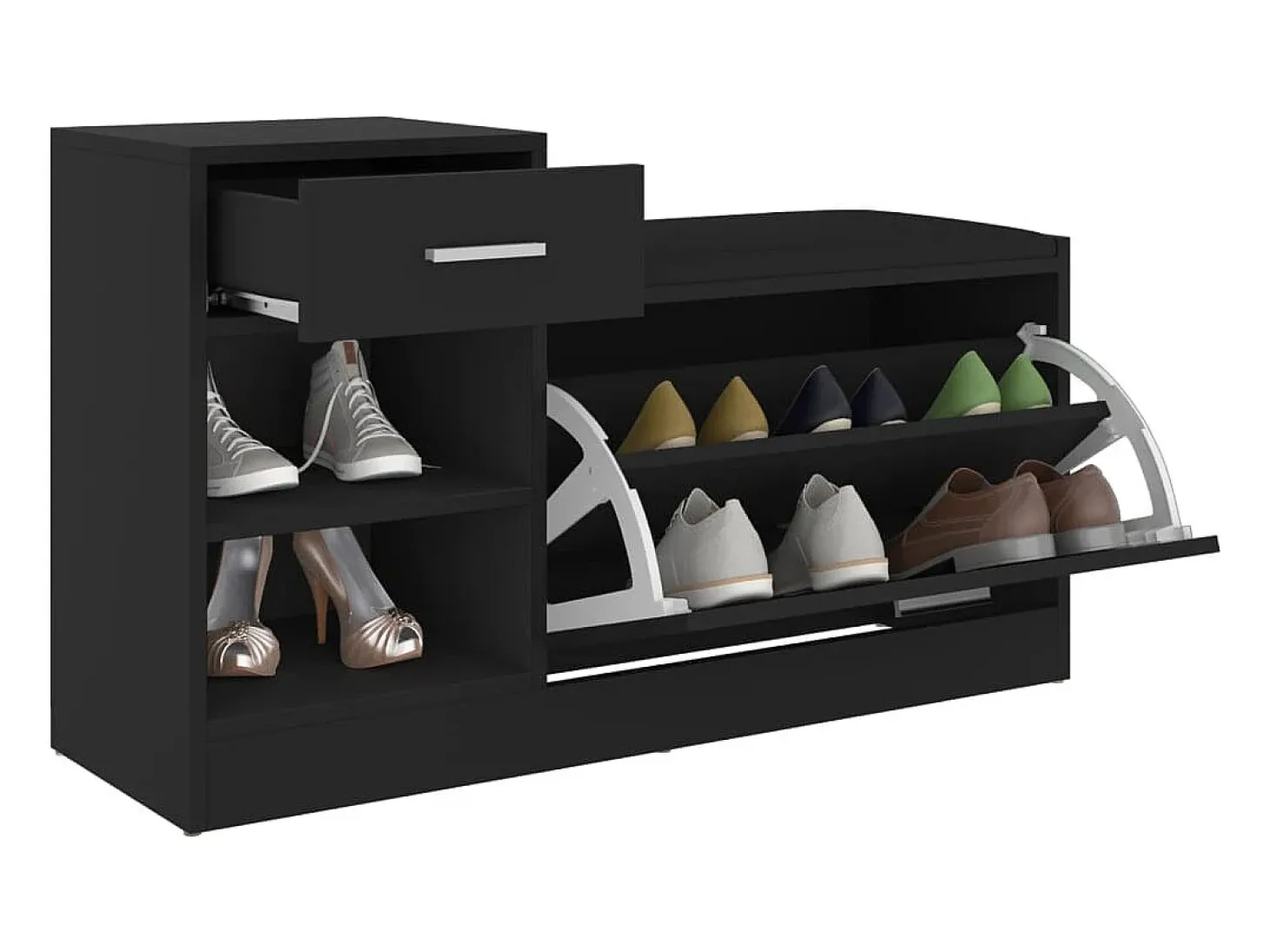 Banco zapatero negro 94,5x31x57 cm Aglomerado