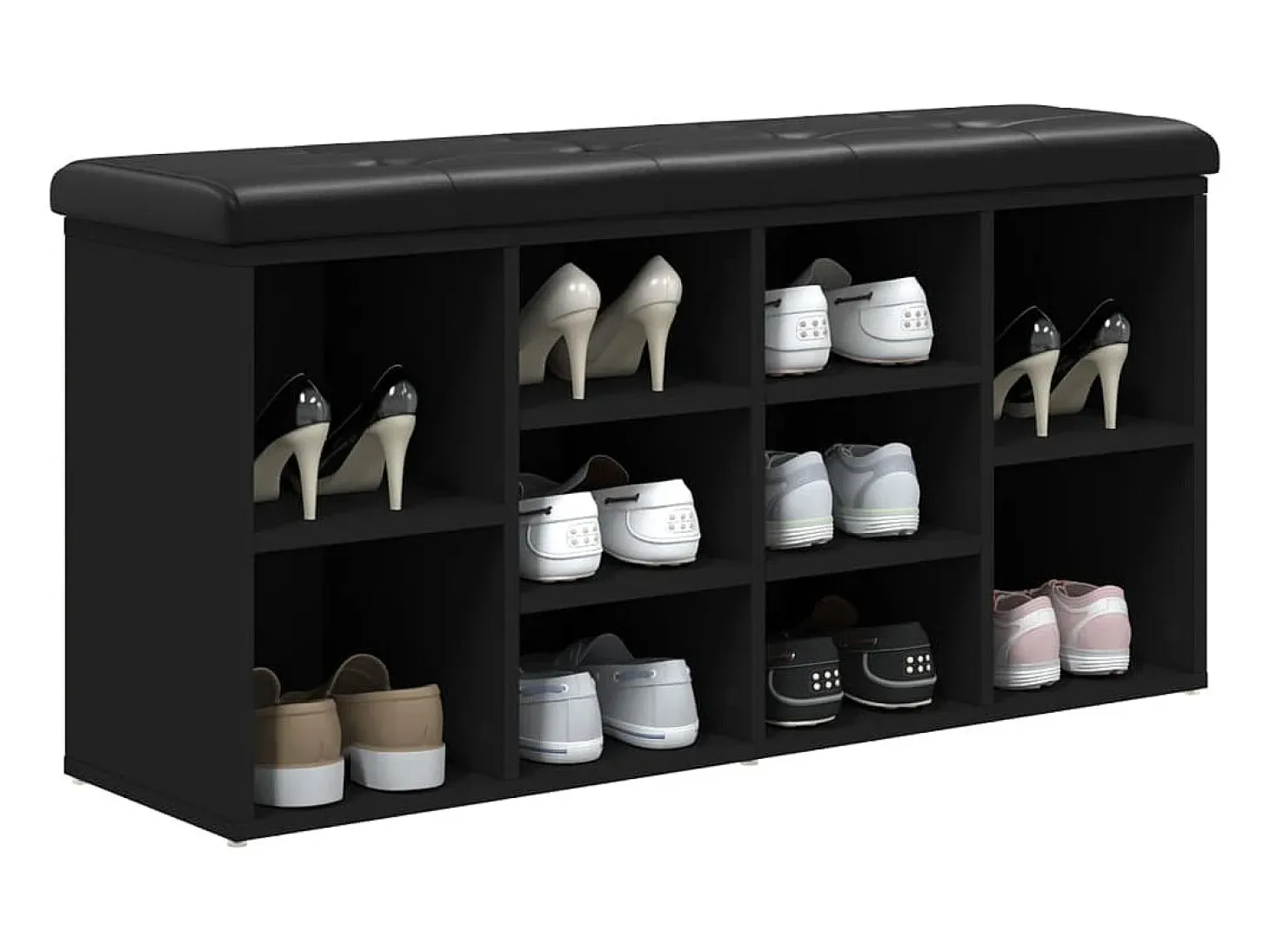 Banco zapatero negro 102x32x50 cm madera de ingeniería